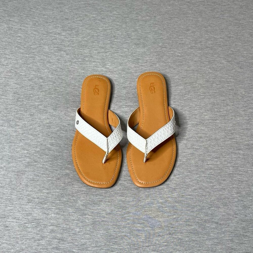 UGG Women’s Tuolumne White Leather Casual Flip Flop Sandals